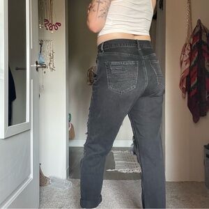 Black high rise distressed AE jeans